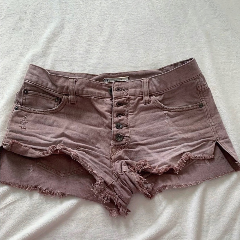 free people purple-ish pink wash shorts